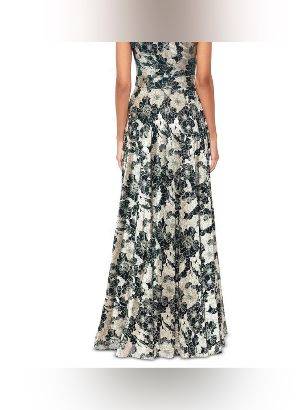 Betsy & Adam Womens Green Gold Floral A-Line Long Evening Gown NWT. SZ 6. - Picture 3 of 11